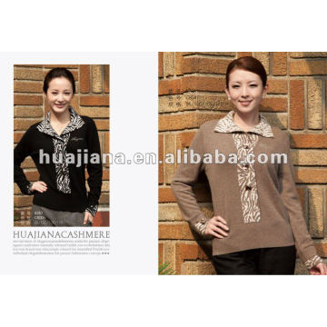 Luxury middle-aged women's heavy cashmere sweater pullover